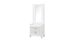 English Elm Abigale White King Bedroom Set with LED Lighting Mirrored Accents and Storage B009S02293