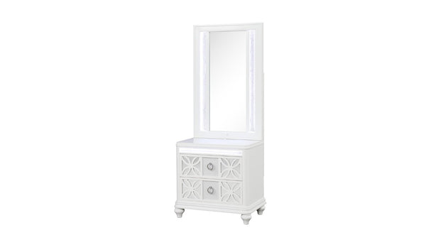 English Elm Abigale White King Bedroom Set with LED Lighting Mirrored Accents and Storage B009S02293