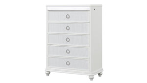 English Elm Abigale White King Bedroom Set with LED Lighting Mirrored Accents and Storage B009S02293