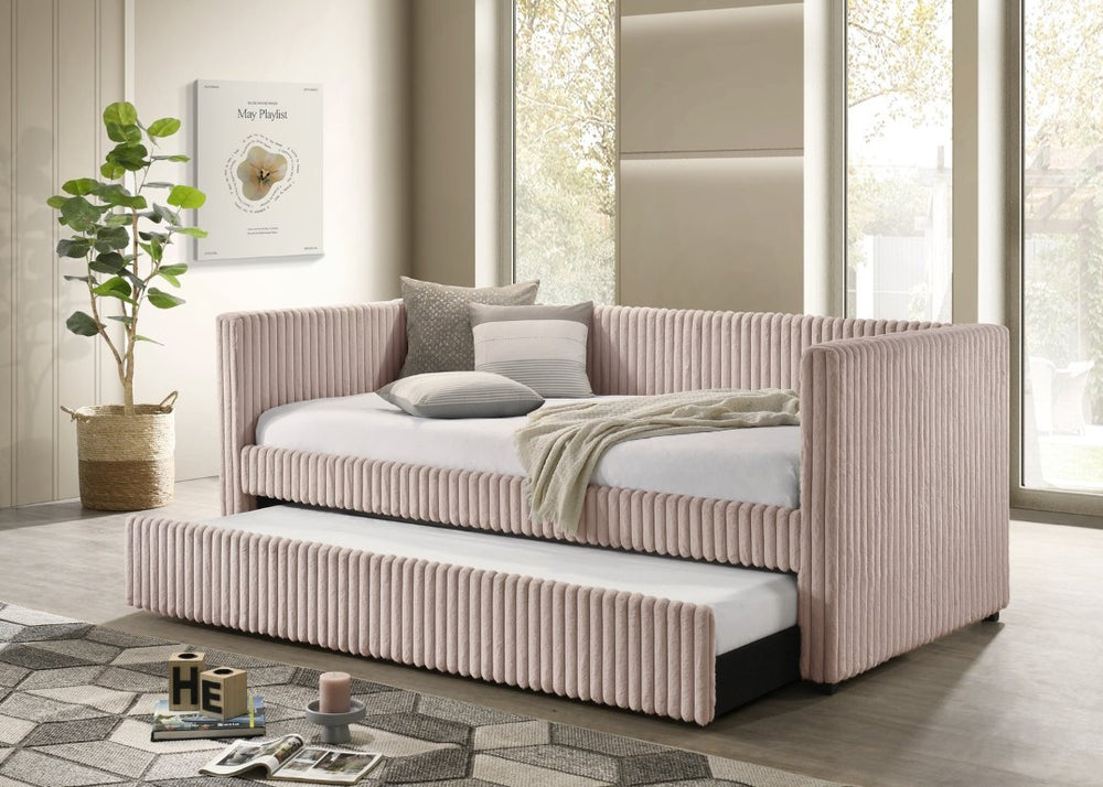 English Elm Cody Corduroy Upholstered Daybed with Pull Out Trundle for Guest Bedroom Use B009S02298