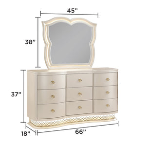 English Elm Flora Queen Bedroom Set Upholstered Headboard Glam Champagne Gold Four Piece B009S02310