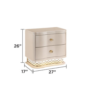 English Elm Flora Queen Bedroom Set Upholstered Headboard Glam Champagne Gold Four Piece B009S02310