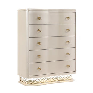 English Elm Flora Queen Bedroom Set Upholstered Headboard Champagne Gold Accents 5 Piece Suite B009S02312