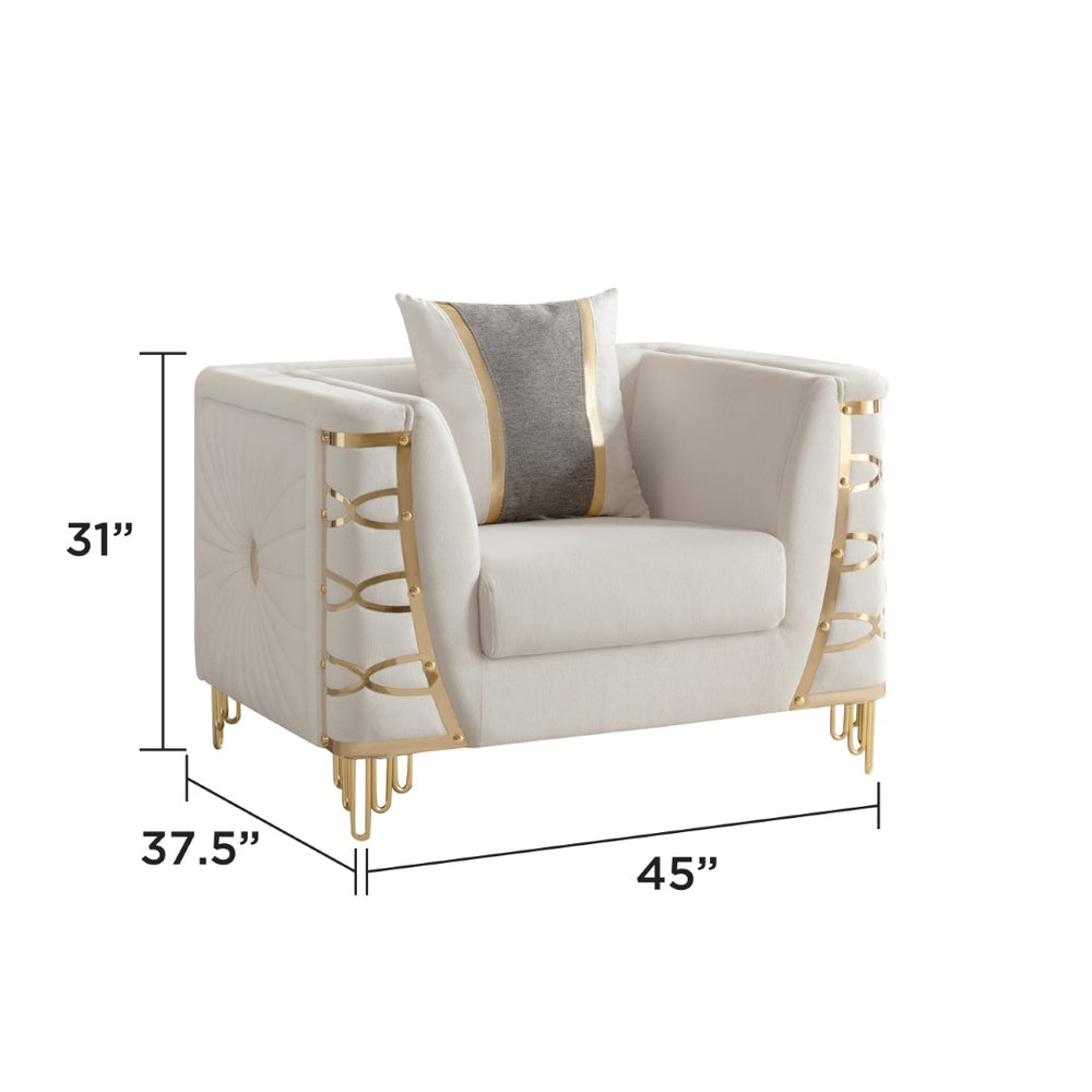 English Elm Contessa Glam 3 Piece Velvet Living Room Set with Gold Tone Legs Sculpted Silhouette Beige B009S02317