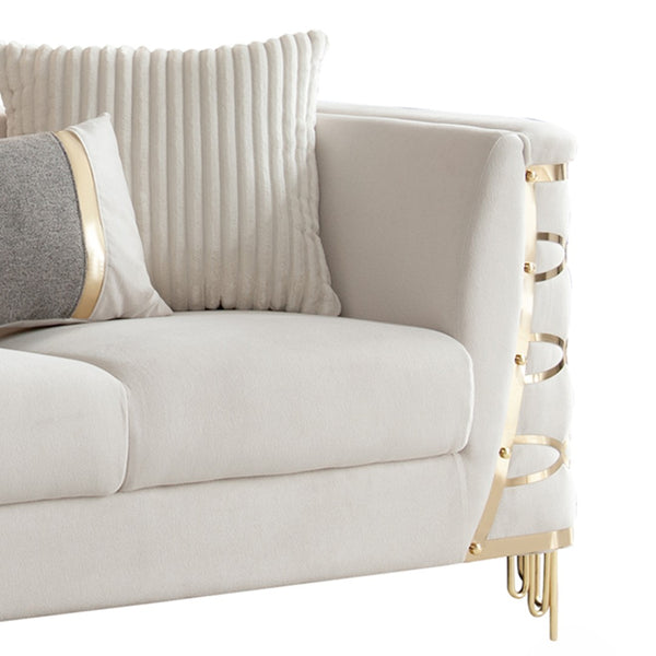 English Elm Contessa Glam 3 Piece Velvet Living Room Set with Gold Tone Legs Sculpted Silhouette Beige B009S02317