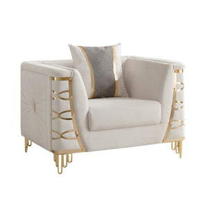 English Elm Contessa Glam 3 Piece Velvet Living Room Set with Gold Tone Legs Sculpted Silhouette Beige B009S02317