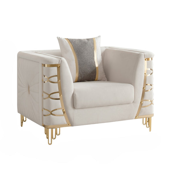 English Elm Contessa Glam 3 Piece Velvet Living Room Set with Gold Tone Legs Sculpted Silhouette Beige B009S02317