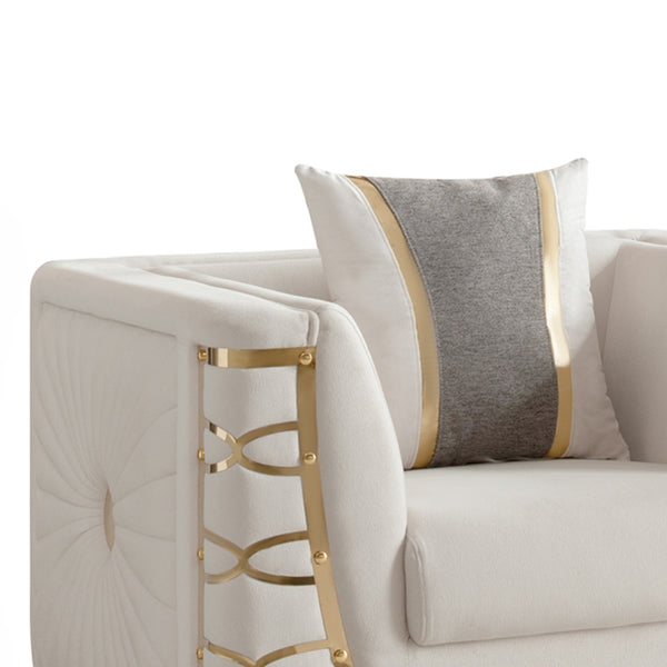 English Elm Contessa Glam 3 Piece Velvet Living Room Set with Gold Tone Legs Sculpted Silhouette Beige B009S02317