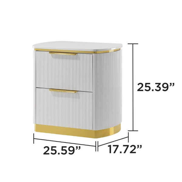 English Elm Giovanni Queen Bedroom Set Tufted Panel Bed Dresser Mirror and Nightstand White Gold B009S02326