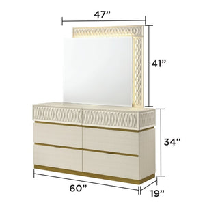 English Elm Stanley Queen Bedroom Set with LED Headboard Gray Crocodile Texture Four Piece Suite B009S02338