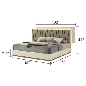 English Elm Stanley King Bedroom Set with LED Headboard Gray Crocodile Texture Modern 4 Piece B009S02339