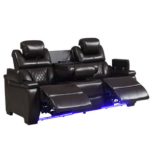 English Elm Lexus Power Reclining Sofa Set with Led Lighting Brown Leather Home Theater B009S02342