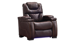 English Elm Lexus 3 Piece Power Reclining Sofa Set with Led Lighting and Air Leather B009S02343