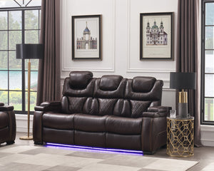 English Elm Lexus 3 Piece Power Reclining Sofa Set with Led Lighting and Air Leather B009S02343