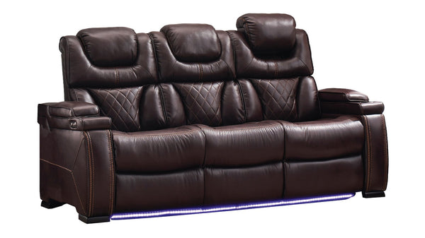 English Elm Lexus 3 Piece Power Reclining Sofa Set with Led Lighting and Air Leather B009S02343