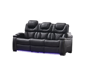 English Elm Lexus Power Reclining Sofa and Loveseat Set with Led Lighting Air Leather B009S02344