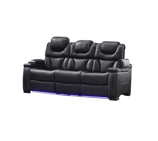English Elm Lexus Power Reclining Sofa and Loveseat Set with Led Lighting Air Leather B009S02344