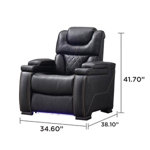 English Elm Lexus 3 Piece Power Reclining Sofa Set with Led Lighting and Air Leather Seating B009S02345