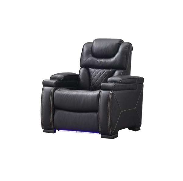 English Elm Lexus 3 Piece Power Reclining Sofa Set with Led Lighting and Air Leather Seating B009S02345