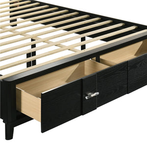 English Elm Opel Queen Storage Bed with Led Headboard Chenille Upholstery and Sintered Stone Accent B009S02346