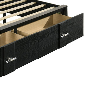 English Elm Opel Queen Storage Bed with Led Headboard Chenille Upholstery and Sintered Stone Accent B009S02346