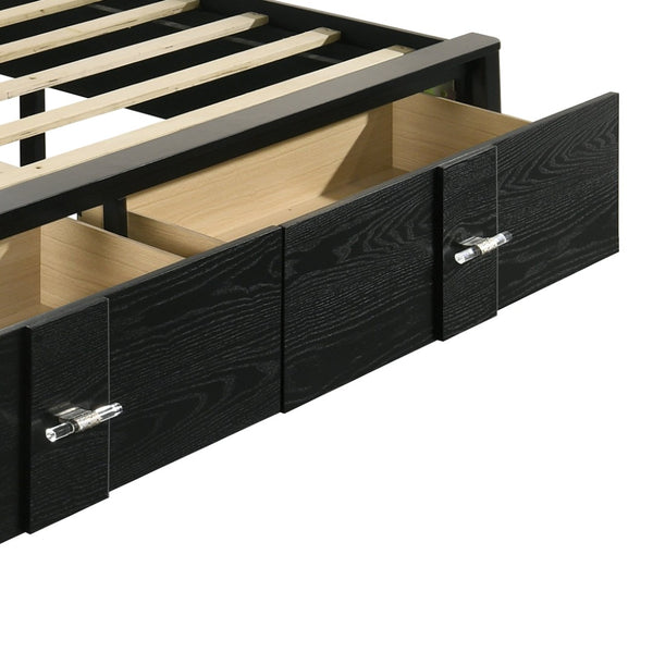 English Elm Opel King Storage Bed Chenille Headboard Led Lighting Sintered Stone Accent Modern B009S02347