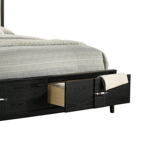 English Elm Opel King Storage Bed Chenille Headboard Led Lighting Sintered Stone Accent Modern B009S02347