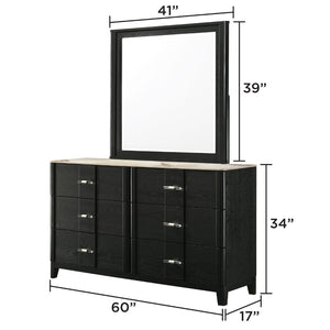 English Elm Opel Queen Bedroom Set with Led Upholstered Headboard Footboard Storage and Black Finish B009S02350