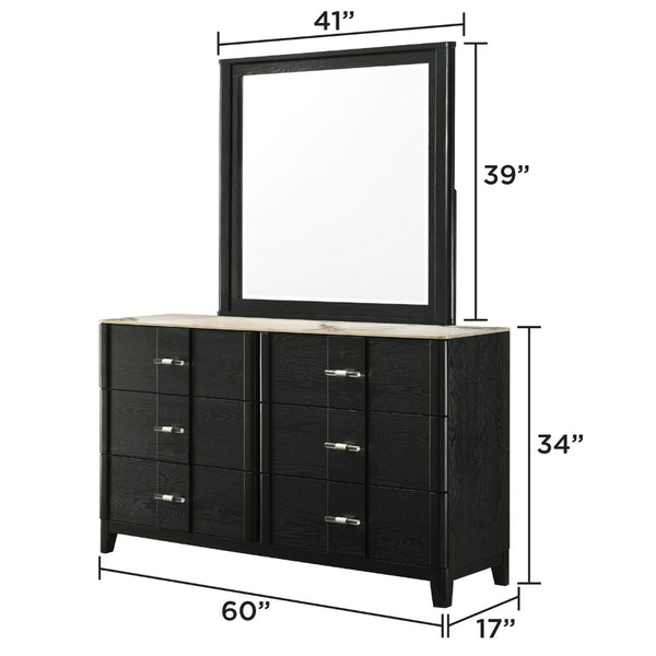 English Elm Opel Queen Bedroom Set with Led Upholstered Headboard Footboard Storage and Black Finish B009S02350
