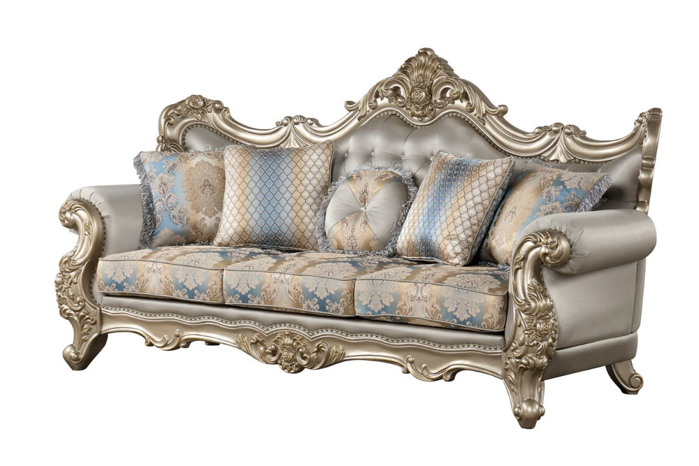 English Elm Isabella European Formal Sofa and Loveseat Set with Gold Carved Wood Frames B009S02352