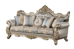 English Elm Isabella European Formal Sofa and Loveseat Set with Gold Carved Wood Frames B009S02352