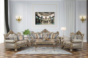 English Elm Isabella European Traditional Sofa Loveseat Chair Set Carved Wood Floral Upholstery B009S02353