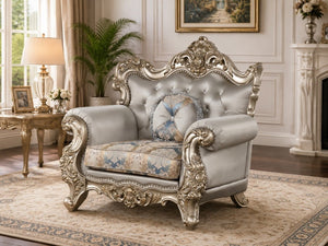 English Elm Isabella European Traditional Sofa Loveseat Chair Set Carved Wood Floral Upholstery B009S02353