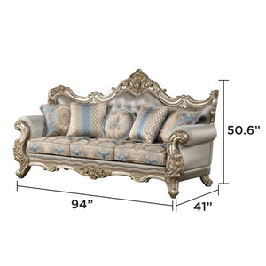 English Elm Isabella European Traditional Sofa Loveseat Chair Set Carved Wood Floral Upholstery B009S02353