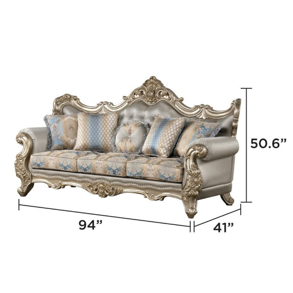 English Elm Isabella European Traditional Sofa Loveseat Chair Set Carved Wood Floral Upholstery B009S02353