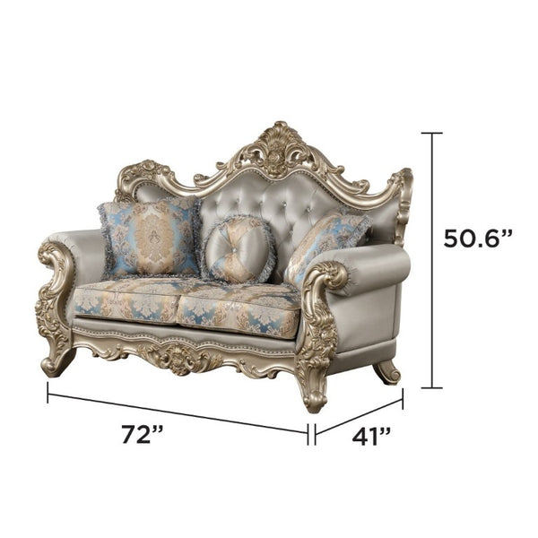English Elm Isabella European Traditional Sofa Loveseat Chair Set Carved Wood Floral Upholstery B009S02353