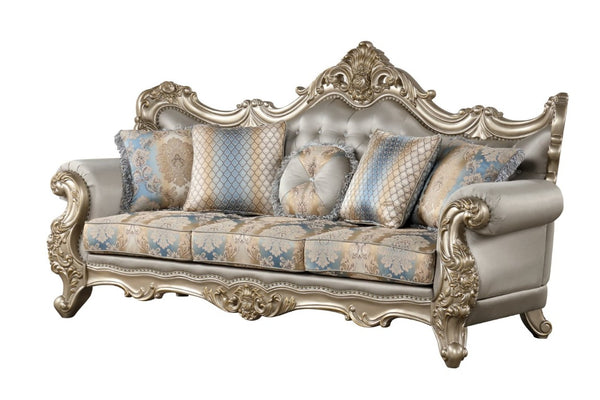 English Elm Isabella European Traditional Sofa Loveseat Chair Set Carved Wood Floral Upholstery B009S02353