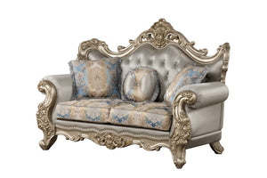 English Elm Isabella European Traditional Sofa Loveseat Chair Set Carved Wood Floral Upholstery B009S02353