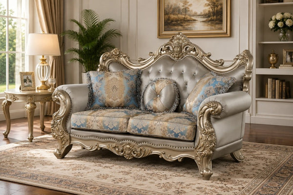 English Elm Isabella European Traditional Sofa Loveseat Chair Set Carved Wood Floral Upholstery B009S02353