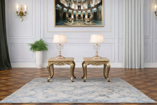 English Elm Isabella Formal Living Room Set with Ornate Wood Frames Carved Gold Accents in Five Pieces B009S02354