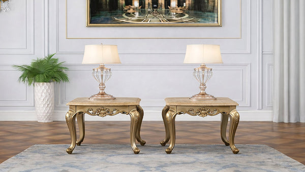 English Elm Isabella Formal Living Room Set with Ornate Wood Frames Carved Gold Accents in Five Pieces B009S02354