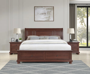 English Elm Boston Queen Panel Bed Walnut Cherry Finish Raised Headboard with Footboard Storage Drawers B009S02355