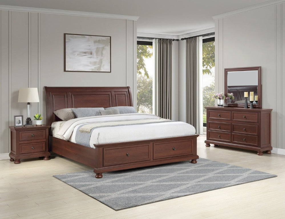 English Elm Boston Traditional King Bedroom Set with Walnut Cherry Wood and Footboard Storage B009S02358
