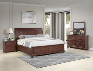 English Elm Boston Traditional King Bedroom Set with Walnut Cherry Wood and Footboard Storage B009S02358