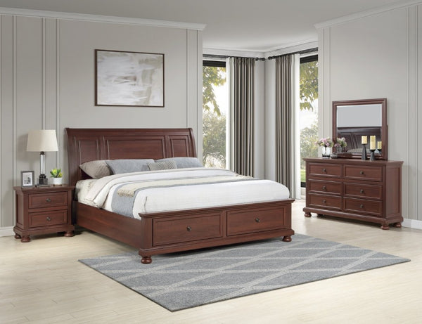 English Elm Boston Traditional King Bedroom Set with Walnut Cherry Wood and Footboard Storage B009S02358