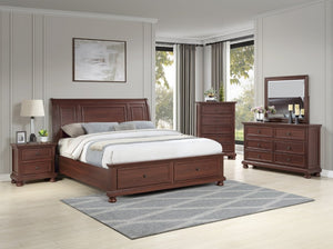 English Elm Boston Traditional Queen Bedroom Set Five Piece Walnut Cherry Wood Storage Collection B009S02359