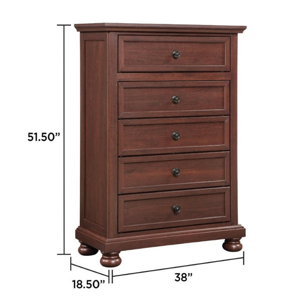 English Elm Boston Traditional Queen Bedroom Set Five Piece Walnut Cherry Wood Storage Collection B009S02359