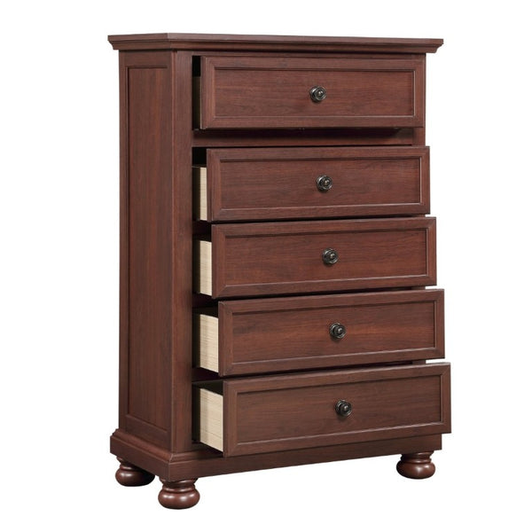 English Elm Boston Traditional Queen Bedroom Set Five Piece Walnut Cherry Wood Storage Collection B009S02359