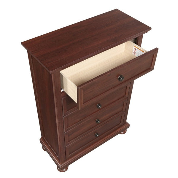 English Elm Boston Traditional Queen Bedroom Set Five Piece Walnut Cherry Wood Storage Collection B009S02359