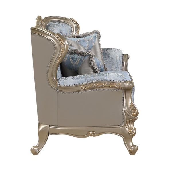 English Elm Royale Traditional Sofa and Loveseat Set with Damask Upholstery and Gold Carved Frame 2PC B009S02365